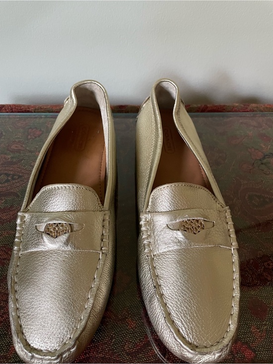 Coach Shoes - Coach Metallic Gold Women's Slip-On Loafers EUC size 7
